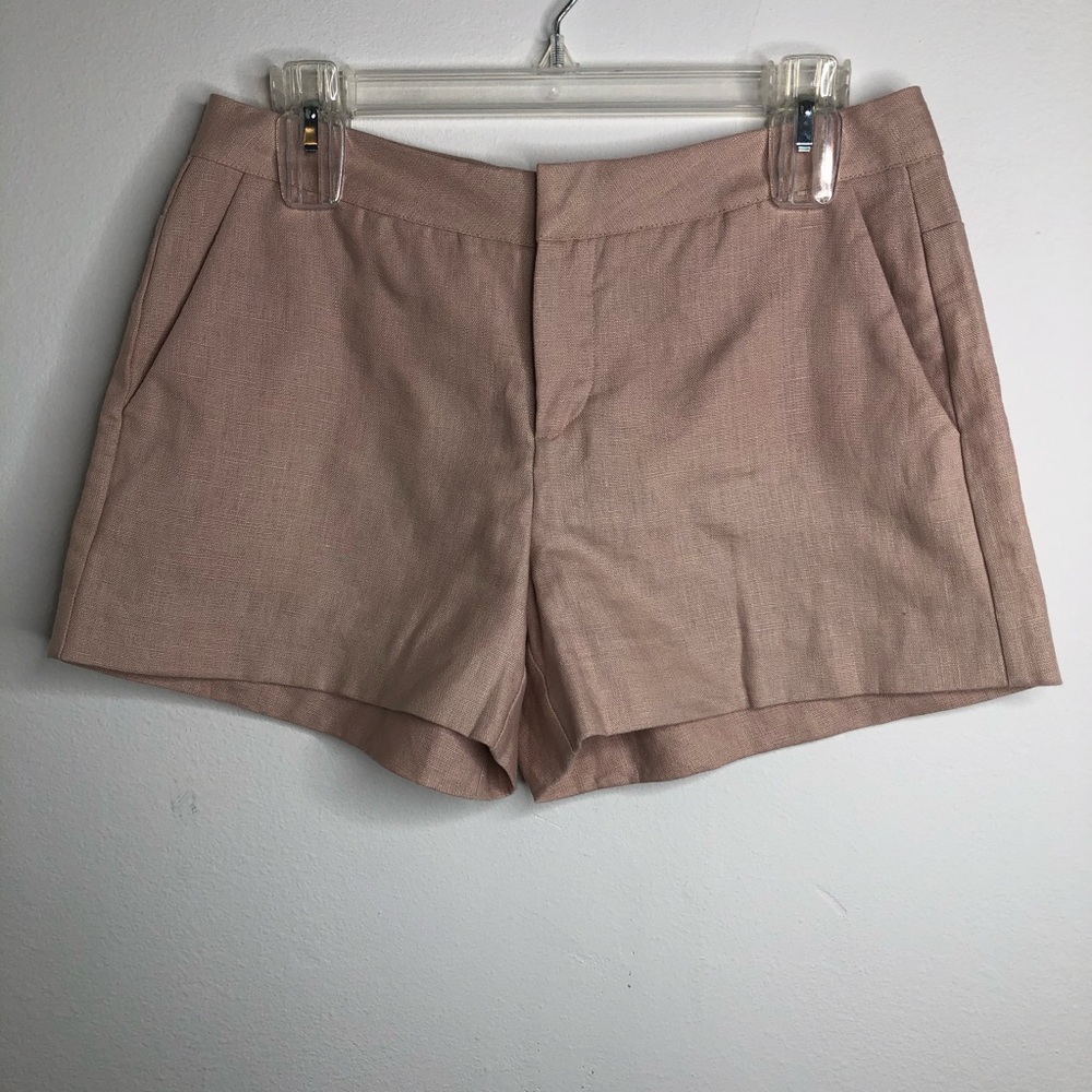 JOIE Leiden Picnic Pink Linen Falt-Front Dress Shorts Sz 2 Low Rise Y2K Preppy - Picture 2 of 15